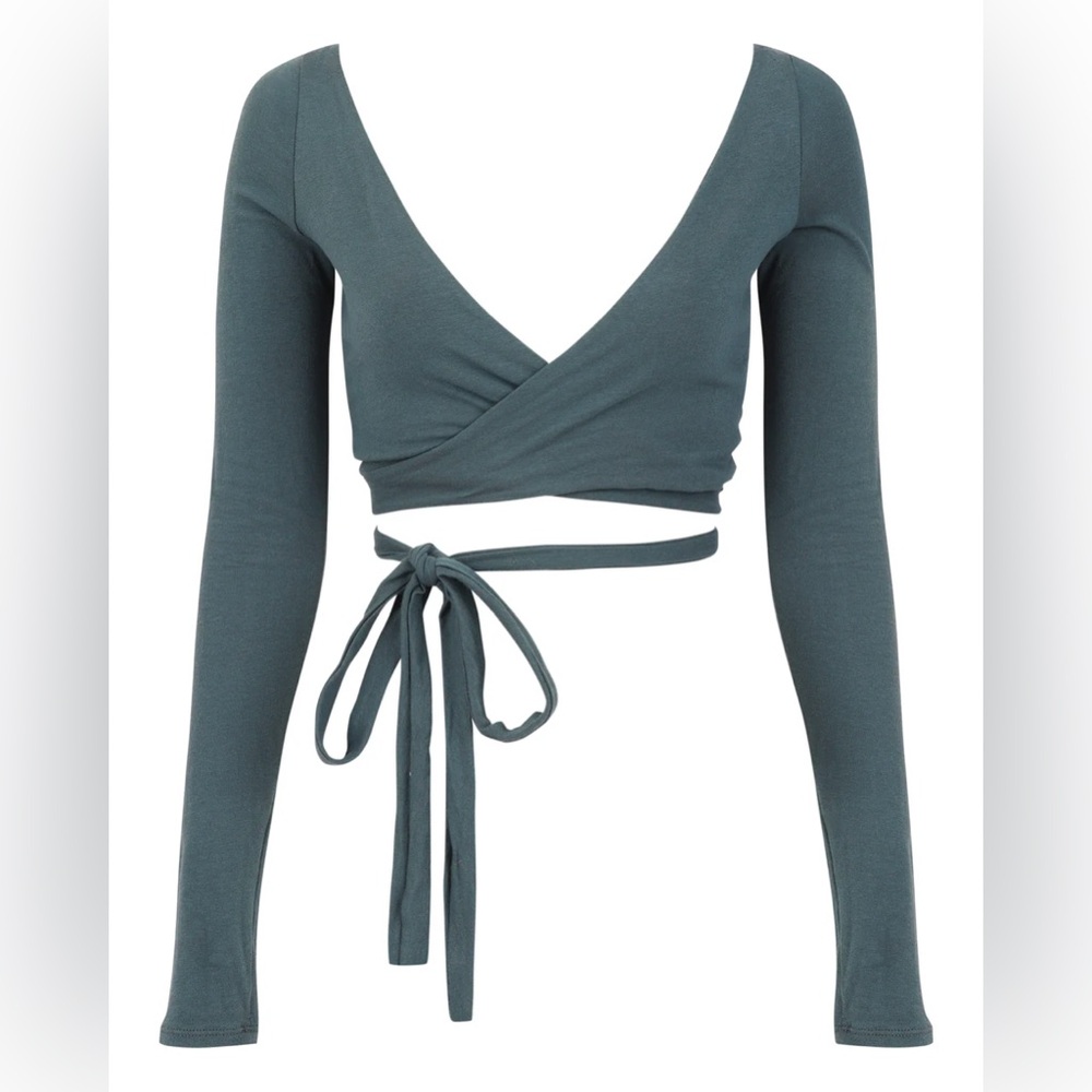 Laina Rauma Hooded Wrap Top - Cool Steel